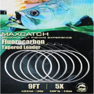 맥스캐치 플루오로카본 테이퍼드 리더 6팩 u2013 플라이 낚시 프리타이드 루프 100 순수 고강도 및