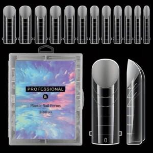 120개 매트 듀얼 네일 폼 투명 폴리젤 몰드 사각 풀커버 코핀 팁 연장 폼 12가지 사이즈 (젤 매니큐어용)