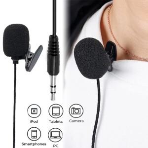 노트북 전화 태블릿 PC 녹음 스피커 용 3.5mm 미니 소형 유선 클립 온 마이크 휴대용 소음 감소 라 발리에