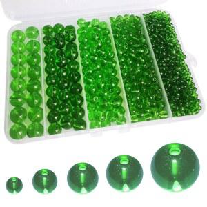 고슬린 726pcs 주얼리 제작용 천연 원형 보석 유리 구슬 그린 , 매끄러운 크리스탈 스페이서 공예 팔찌 목걸이 매력 펜던트 우정 4/6/8/10/12mm