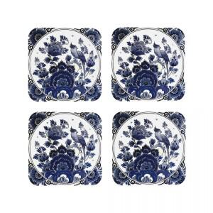 더치 블루 델프트 빈티지 버드 및 꽃 프린트 코스터 커피 매트 플레이스매트 머그잔 식기 장식 액세서리 패