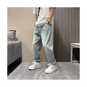 키체샵 남성 배기핏 청바지 춘추 뉴 조거 스판 와이드 배기 바지 워싱 스트링 슬랙스 HO3