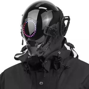 포미 펑크 LED 마스크 테크웨어 헬멧 멀티컬러 라운드 라이트 코스프레 할로윈 뮤직 페스티벌 액세서리