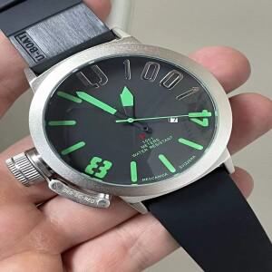 50mm 남성용 기계식 오토매틱 후크 핸드 시계 U 스포츠 블랙 러버 손목시계 보트 화이트 빅