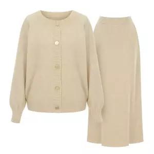 [롯데백화점]티뷰 금장 버튼 가디건 니트 스커트 세트_V6A-CSE002