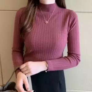 이너 골지 여자 목폴라 티셔츠 여성 목티 반목 얇은 (WFKBAJ0)