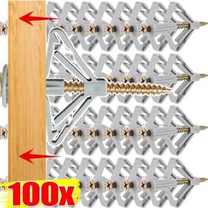 플라스틱 확장 파이프 석고 보드 앵커 나일론 항공기 모양 나비  마른 벽에서 나온 장착 나사 홈 패스너