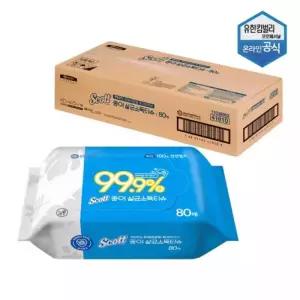 스카트 종이 살균 소독 물티슈 80매 10개입 박스 434044