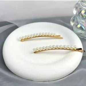 곡선 2개세트 작은알 진주 헤어핀 헤어 잔머리정리핀