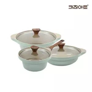 키친아트 와이즈 IH 인덕션용 세라믹코팅 냄비세트 3종i(편수18+양수24+전골24)