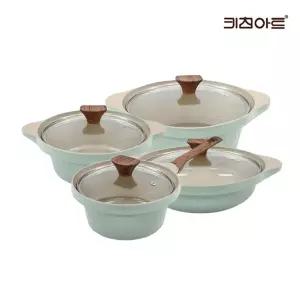 키친아트 와이즈 IH 인덕션용 세라믹코팅 냄비세트 4종D(편수18+양수20+24+전골24)