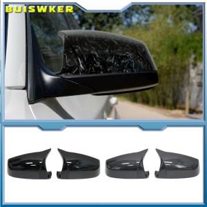 탄소 섬유 룩 블랙 자동차 백미러 사이드 커버 캡 BMW 호환 5 6 7 시리즈 F01 F02 F03 F04 F06 F07 F10 F11
