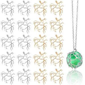 히카러 20개의 펜던트 트레이, 보석 제작용 가지 모양 금속 클로 케이지 홀더 크리스탈 목걸이 DIY 제작 용품용 베젤