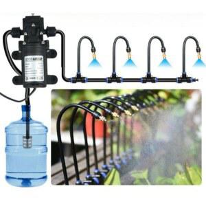 범용 안개 분사기 스프레이 시스템 15m튜브 미스트 버킷버전 15구 80W펌프 스프링클러 도구 분무 노즐 타이머 급수 관개 관수장치