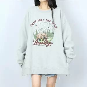 [파라노말샵](박스티) 베어 트임 오버핏 기모 맨투맨 (파라노말샵)