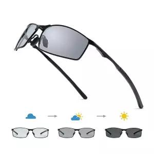 SKYWAY 편광 선글라스 남성 여성용, 금속 프레임 UV400 보호 선글라스, 운전 낚시 하이킹 스포츠용 (블랙