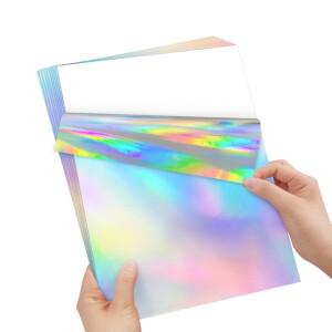 A4 비닐 스티커 용지 홀로그램 인쇄용 시트 자체 접착 방수 인화지 데칼 DIY Craft 10/50 Sheets