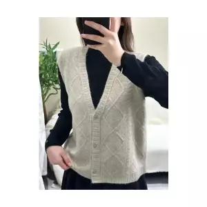 여성용 브이넥 가디건 니트 조끼 겨울 오피스룩 카디건 이너 민소매 KS4