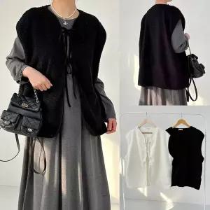 [하프클럽/아이우먼]위쉬몰 BA 보아털이중끈리본조끼(V940H512) 빅사이즈