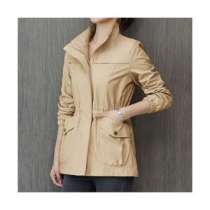 여성 하이넥 허리 슬림 하프 사파리자켓