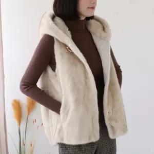 [웬디즈갤러리]브로치 밍크퍼 후드 베스트 LCT102