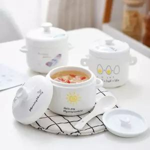 세라믹 미니 차완무시 냄비 볼 양손 스프 뚝배기 그릇