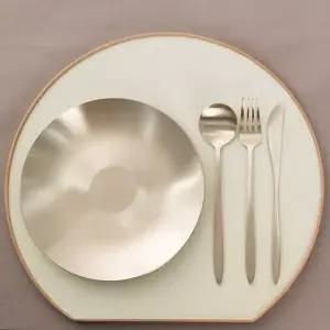 놋결 방짜유기 1인 브런치 세트 (원형접시 중+양식기) 각인+양식기포장