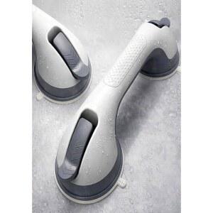 욕조와 샤워를 위한 2팩 그랩 바, 노인용 샤워 핸들 안전 바 500파운드 벽 핸디캡 헤비 듀티 홀더 후크로 대형 타일 유리 흡입 컵 도구를 들어 올립니다