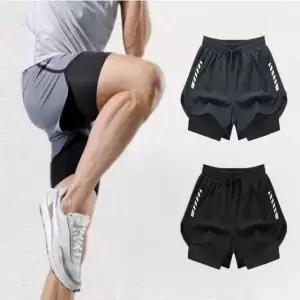 트레이닝 레이어드 반바지 남자 두겹 스포츠 허리밴딩 (WFKBX7U)