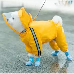귀여운 노란색 통풍 방수 강아지 비옷 산책 고양이 비오는날 반려동물