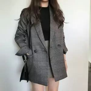 클래식 체크 루즈핏 오버자켓 여성가을아우터 간절기잇템 사파리자켓