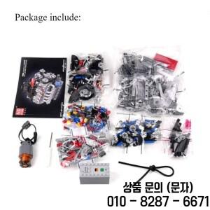 MOLD KING 10171 기술 전동 엔진 빌딩  장난감 교육용 자동차 벽돌 14세 이상 선물 LSX454 V8