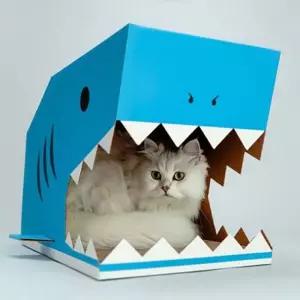 죠스 박스 스크래쳐 숨숨집 블루하우스 인테리어 고양이숨숨 캣숨숨 냥이 숨숨 놀이터 놀잇감