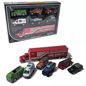 파워메탈 미니카 컨테이너 소방차 7종 1:64자동 장난감선물 장난감 모형 완구 어린이날