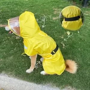 애견 중형견 방수 산책 우비 강아지 비옷 노란색 대형견