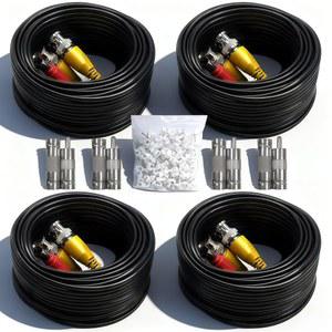 LETONDA 4피스 100피트 /30m 통합 BNC 비디오 전원 케이블 내선. 카메라, CCTV, 감시 및 DVR 설치용