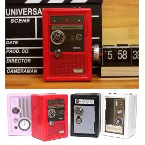 레트로 다이얼 라디오 메탈 미니금고 보석 저금통 철재 안전 인테리어 형금고 가정용 비밀번호 보안