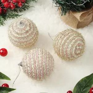 패브릭 장식볼 반짝이믹스 3개 8cm 따뜻한 크리스마스 트리 오너먼트 트리볼 성탄절 소품 꾸미기