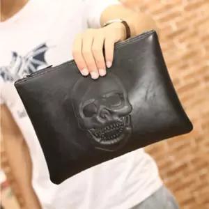 AMCL02 클러치백 스컬해골무늬파우치 손가방 검정색 파우치 치백