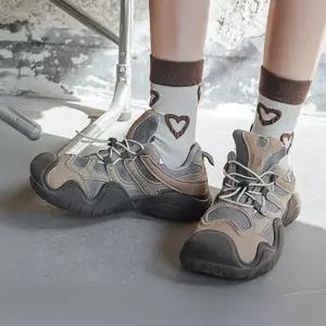 레트로 어글리 스니커즈 여성용 베이지 캐주얼화룩 데일리코디 두툼한창 청바지 스트릿패션 슈즈 러기지 빈