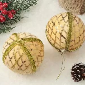 로열골드 장식볼 2p 10cm 벨벳다이아체크 크리스마스 트리 소품 오너먼트 트리볼 악세사리