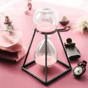 북유럽풍 블랙 메탈 유리 모래 시계 30분 핑크30분 타이머 30분용 인테리어