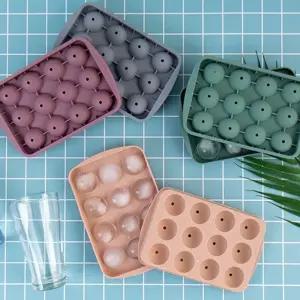 파스텔 실리콘 원형 얼음틀 12구 4color 핑크볼 몰드 얼음 아이스 모양 트레이 둥근 구형