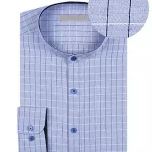 차이나넥 격자패턴 슬림 셔츠 FS 230핏 긴팔남방 정장 캐쥬얼 드레스 와이 남자와이 남성 캐주얼 블루줄무