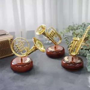 관악기 오르골 3type 호른 장식 소품감성선물 인테리어 디자인 장식용 음악 회전 우드 선물용