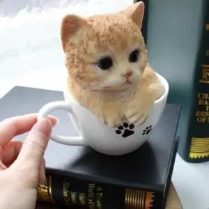 뉴 컵속의 고양이 2color미니어처 소품 장식 인테리어 기분UP되는 라운징족 낭만 행복공예 감각적인 세련된