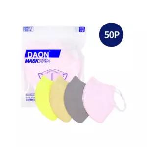 다온마스크KF94 대형 5Px10 색상랜덤 새부리형컬러마스크 칼라 핏좋은 방역 국산 94 KF94 일회용