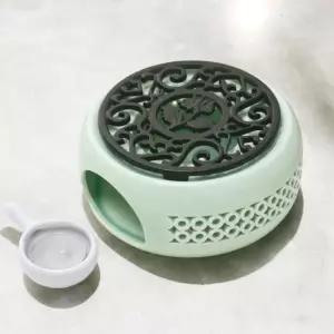 7day 도자기 티워머(민트+블랙) 차데우기 우리기다기용품 다도 우리기 라이트 데우기 유리 양초 워머