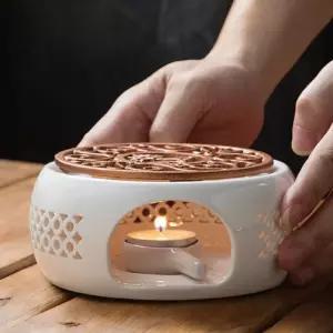 7day 도자기 티워머(화이트+브론즈) 데우기 차우리기다기용품 용품 다도 라이트 유리 양초 워머