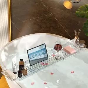 길이조절 투명 욕조 트레이욕실 테이블 홈스파용품 수납 다이 인테리어소품 반신욕 받침대